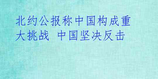 北约公报称中国构成重大挑战 中国坚决反击 