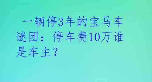  一辆停3年的宝马车谜团：停车费10万谁是车主？ 