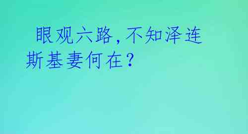  眼观六路,不知泽连斯基妻何在？