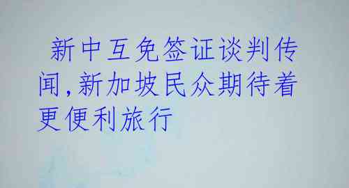 新中互免签证谈判传闻,新加坡民众期待着更便利旅行