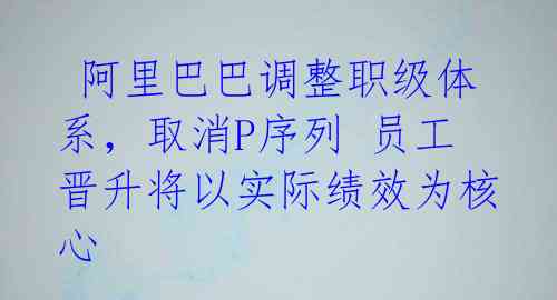  阿里巴巴调整职级体系，取消P序列 员工晋升将以实际绩效为核心 