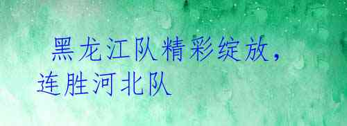 黑龙江队精彩绽放,连胜河北队