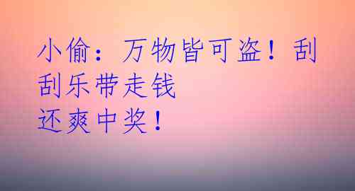小偷：万物皆可盗！刮刮乐带走钱 还爽中奖！