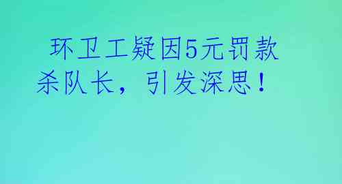  环卫工疑因5元罚款杀队长，引发深思！ 