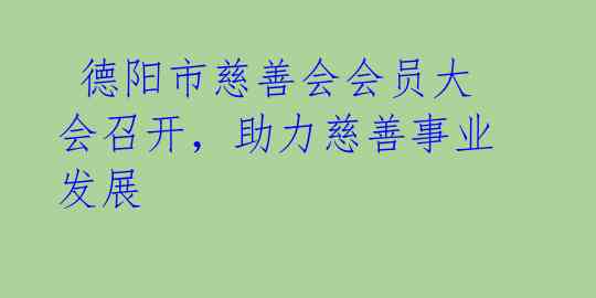  德阳市慈善会会员大会召开，助力慈善事业发展