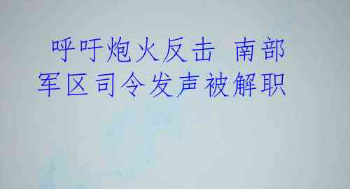  呼吁炮火反击 南部军区司令发声被解职 