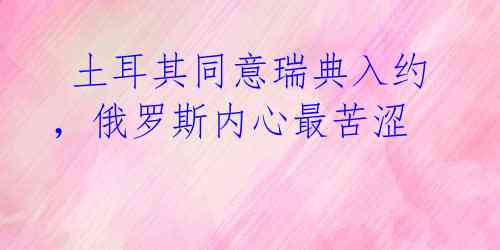  土耳其同意瑞典入约，俄罗斯内心最苦涩