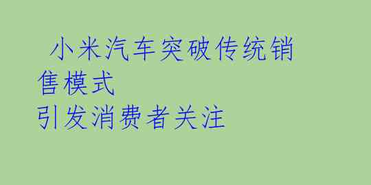 小米汽车突破传统销售模式 引发消费者关注