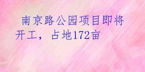 南京路公园项目即将开工,占地172亩