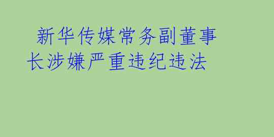  新华传媒常务副董事长涉嫌严重违纪违法 