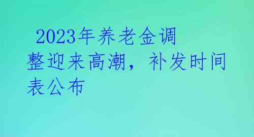  2023年养老金调整迎来高潮，补发时间表公布