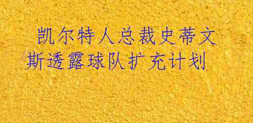  凯尔特人总裁史蒂文斯透露球队扩充计划