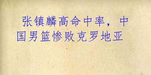  张镇麟高命中率，中国男篮惨败克罗地亚