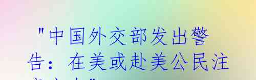 "中国外交部发出警告:在美或赴美公民注意安全"