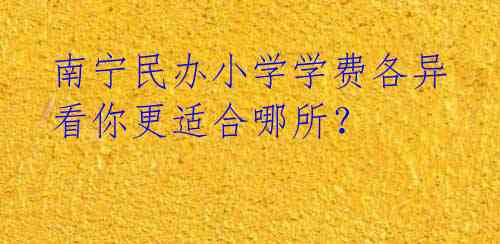 南宁民办小学学费各异 看你更适合哪所?