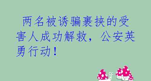 两名被诱骗裹挟的受害人成功解救,公安英勇行动!