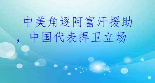  中美角逐阿富汗援助，中国代表捍卫立场