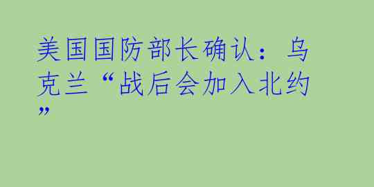 美国国防部长确认：乌克兰“战后会加入北约” 