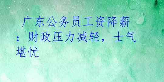 广东公务员工资降薪:财政压力减轻,士气堪忧