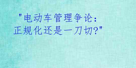  "电动车管理争论：正规化还是一刀切?" 