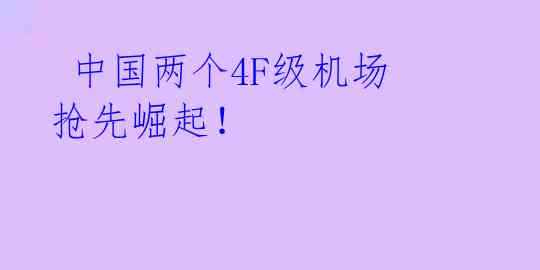  中国两个4F级机场抢先崛起！  