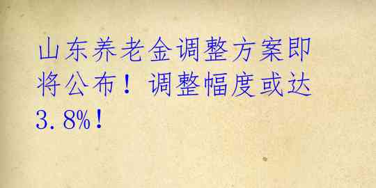 山东养老金调整方案即将公布！调整幅度或达3.8%！ 