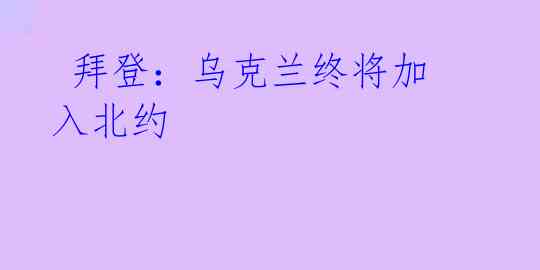 拜登:乌克兰终将加入北约