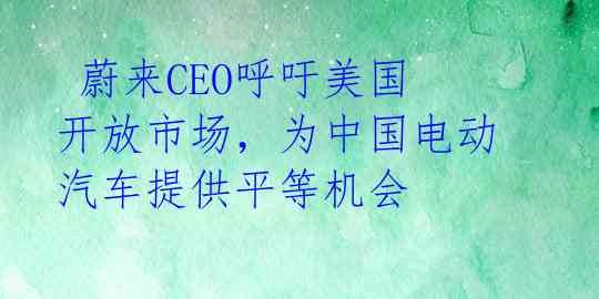 蔚来CEO呼吁美国开放市场,为中国电动汽车提供平等机会