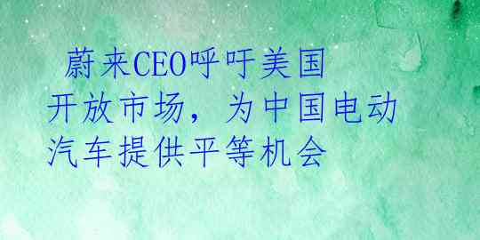  蔚来CEO呼吁美国开放市场，为中国电动汽车提供平等机会 