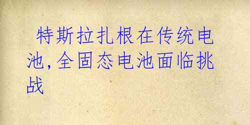  特斯拉扎根在传统电池,全固态电池面临挑战 