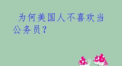  为何美国人不喜欢当公务员？
