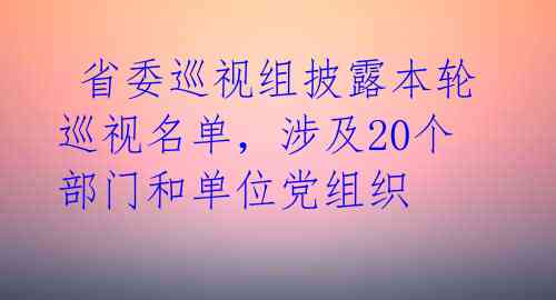 省委巡视组披露本轮巡视名单,涉及20个部门和单位党组织