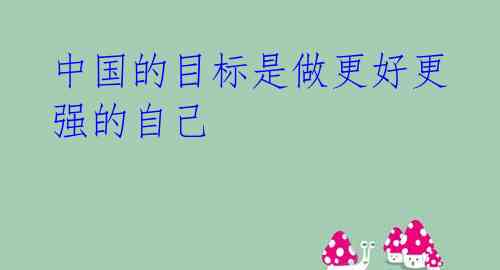 中国的目标是做更好更强的自己