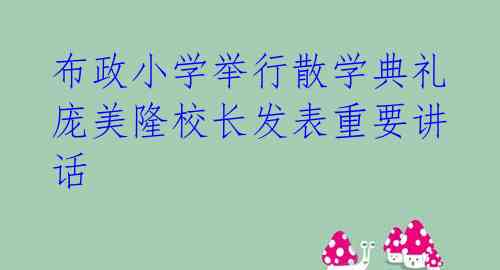  布政小学举行散学典礼 庞美隆校长发表重要讲话 