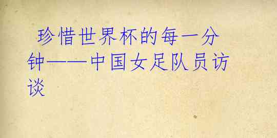 珍惜世界杯的每一分钟——中国女足队员访谈