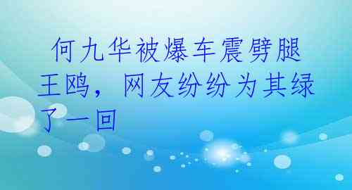  何九华被爆车震劈腿王鸥，网友纷纷为其绿了一回