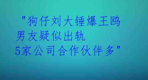  "狗仔刘大锤爆王鸥男友疑似出轨 5家公司合作伙伴多"