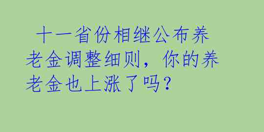 十一省份相继公布养老金调整细则,你的养老金也上涨了吗?