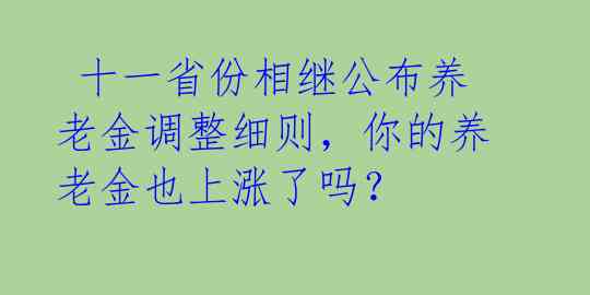  十一省份相继公布养老金调整细则，你的养老金也上涨了吗？ 