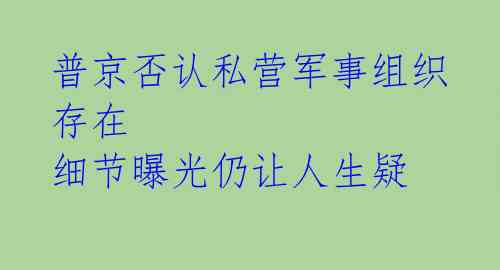 普京否认私营军事组织存在 细节曝光仍让人生疑 