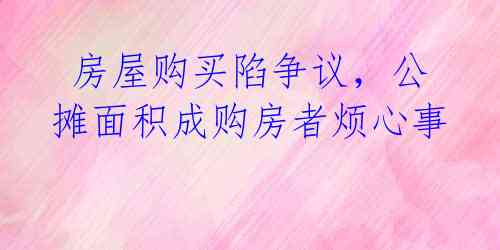  房屋购买陷争议，公摊面积成购房者烦心事 