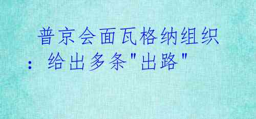 普京会面瓦格纳组织:给出多条"出路"