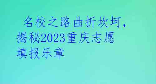  名校之路曲折坎坷，揭秘2023重庆志愿填报乐章  