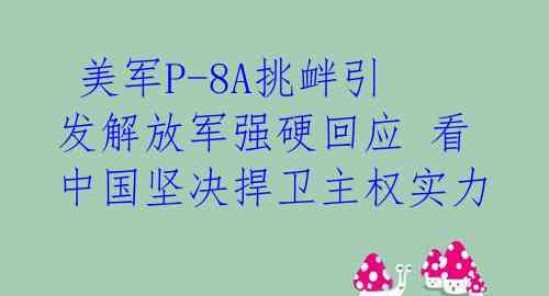  美军P-8A挑衅引发解放军强硬回应 看中国坚决捍卫主权实力 