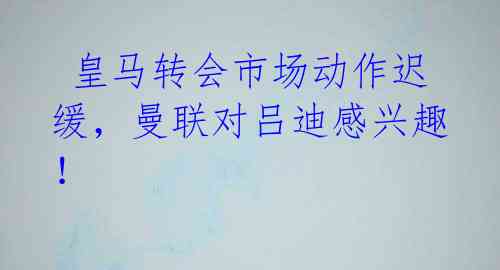  皇马转会市场动作迟缓，曼联对吕迪感兴趣！ 