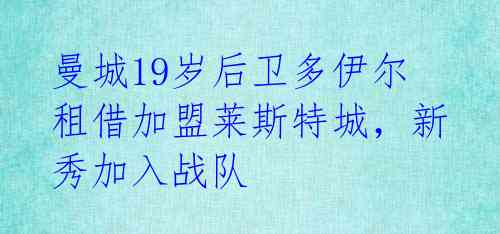 曼城19岁后卫多伊尔租借加盟莱斯特城,新秀加入战队