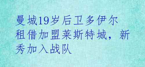 曼城19岁后卫多伊尔租借加盟莱斯特城，新秀加入战队 