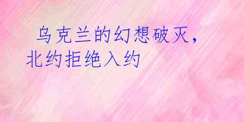 乌克兰的幻想破灭,北约拒绝入约