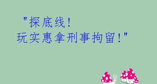  "探底线! 玩实惠拿刑事拘留!"  