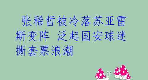  张稀哲被冷落苏亚雷斯变阵 泛起国安球迷撕套票浪潮 